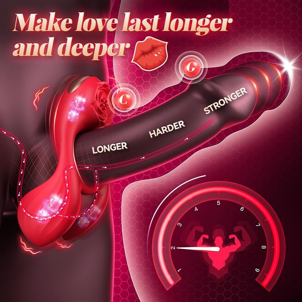 Anillo para pene RoseLux de triple motor