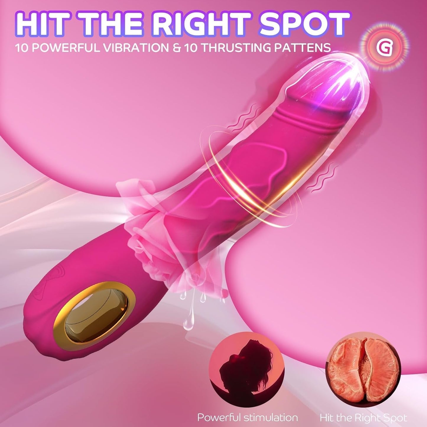 RoséMotion Vibrador Dildo de Empuje de 9 pulgadas para Punto G