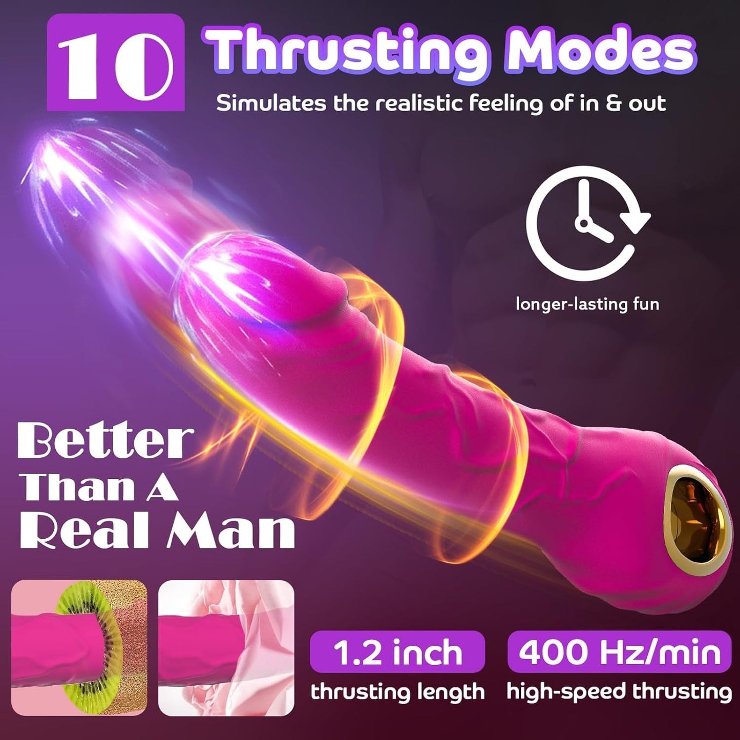 RoséMotion Vibrador Dildo de Empuje de 9 pulgadas para Punto G