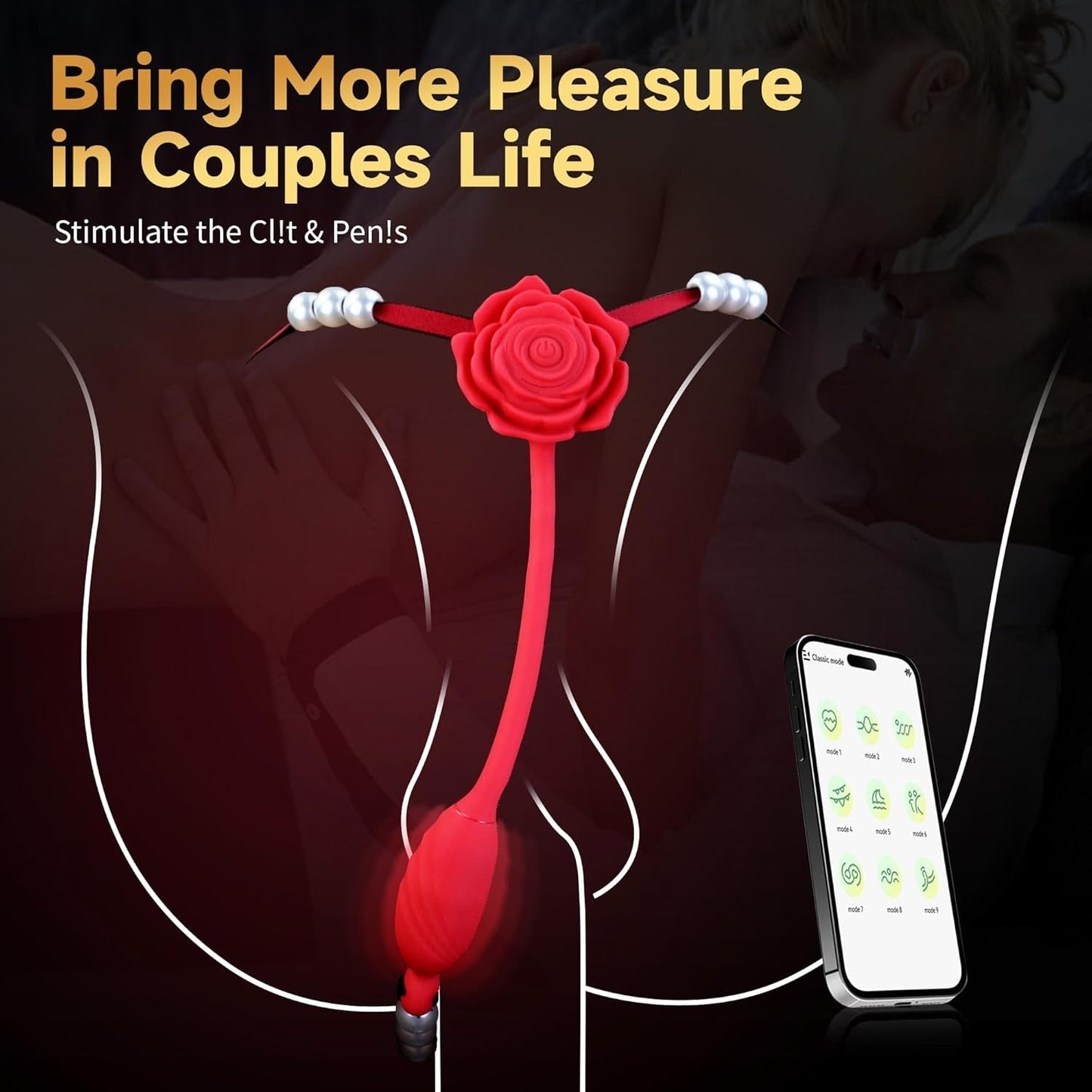 RosePearl Vibrador tipo tanga de bragas controlable por aplicación