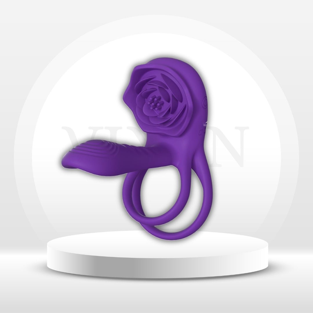 RoseQuartet Vibrating Cock Ring Rose Girth Sleeve 9 Modes