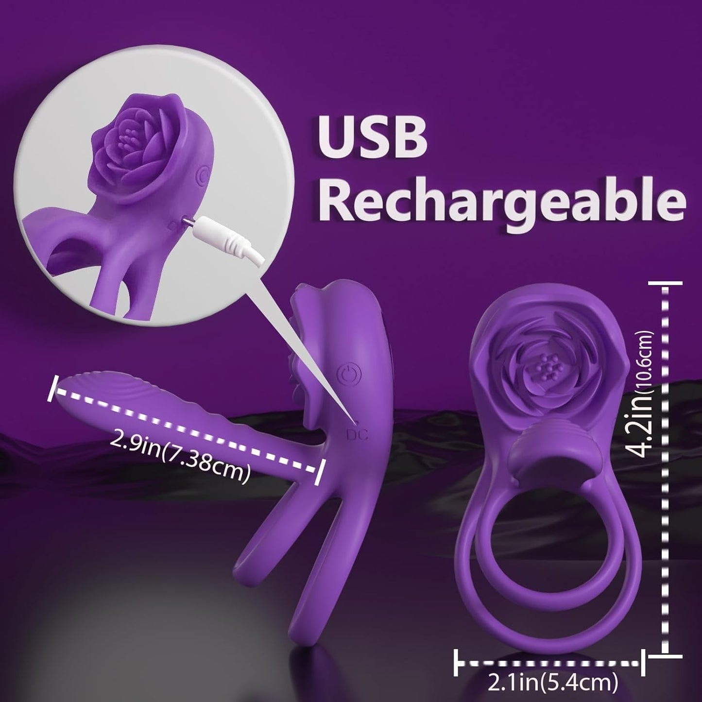 RoseQuartet Vibrating Cock Ring Rose Girth Sleeve 9 Modes