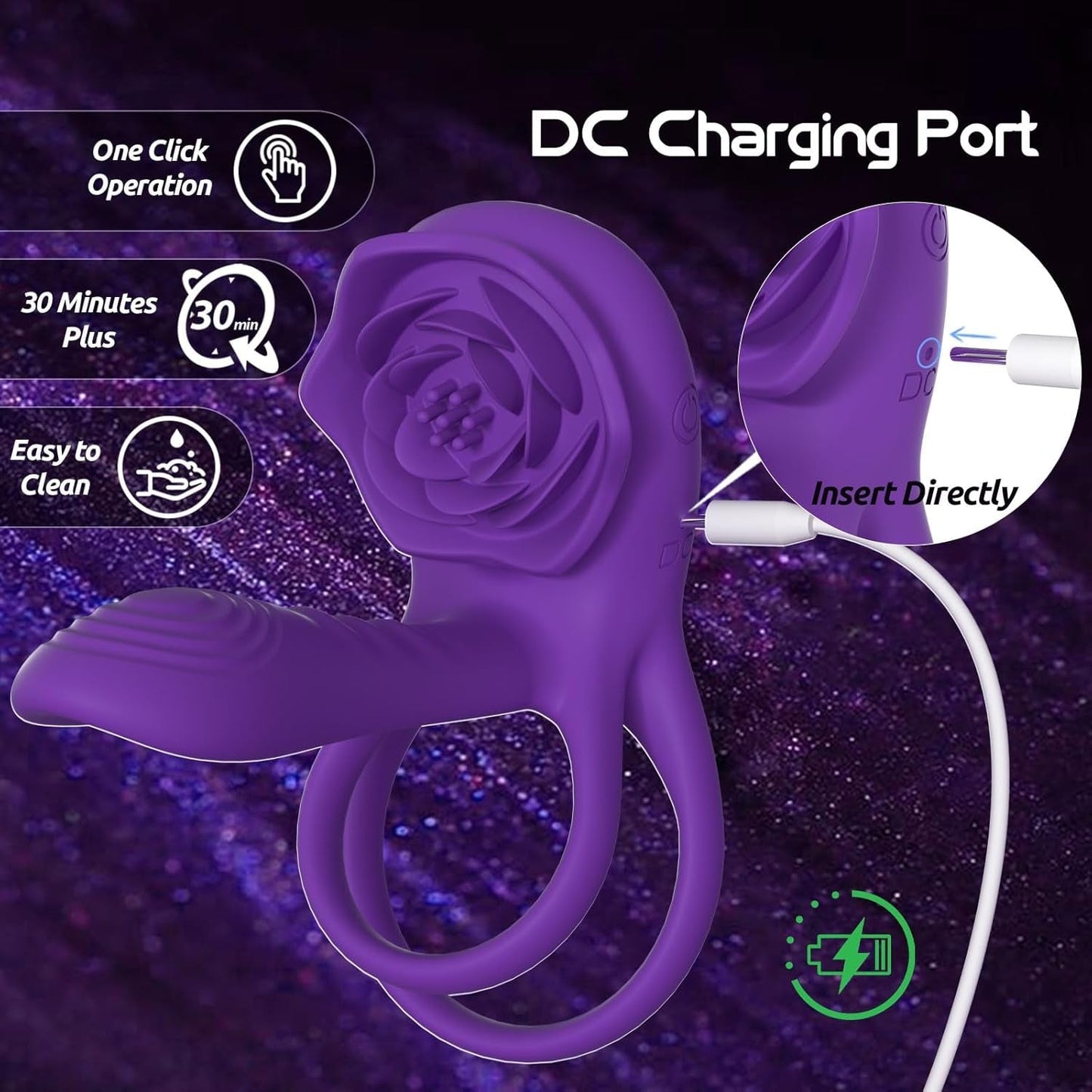 RoseQuartet Vibrating Cock Ring Rose Girth Sleeve 9 Modes