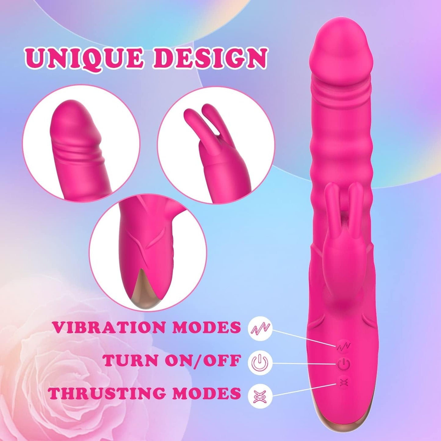 Vibrador RoseRider con empuje Rabbit