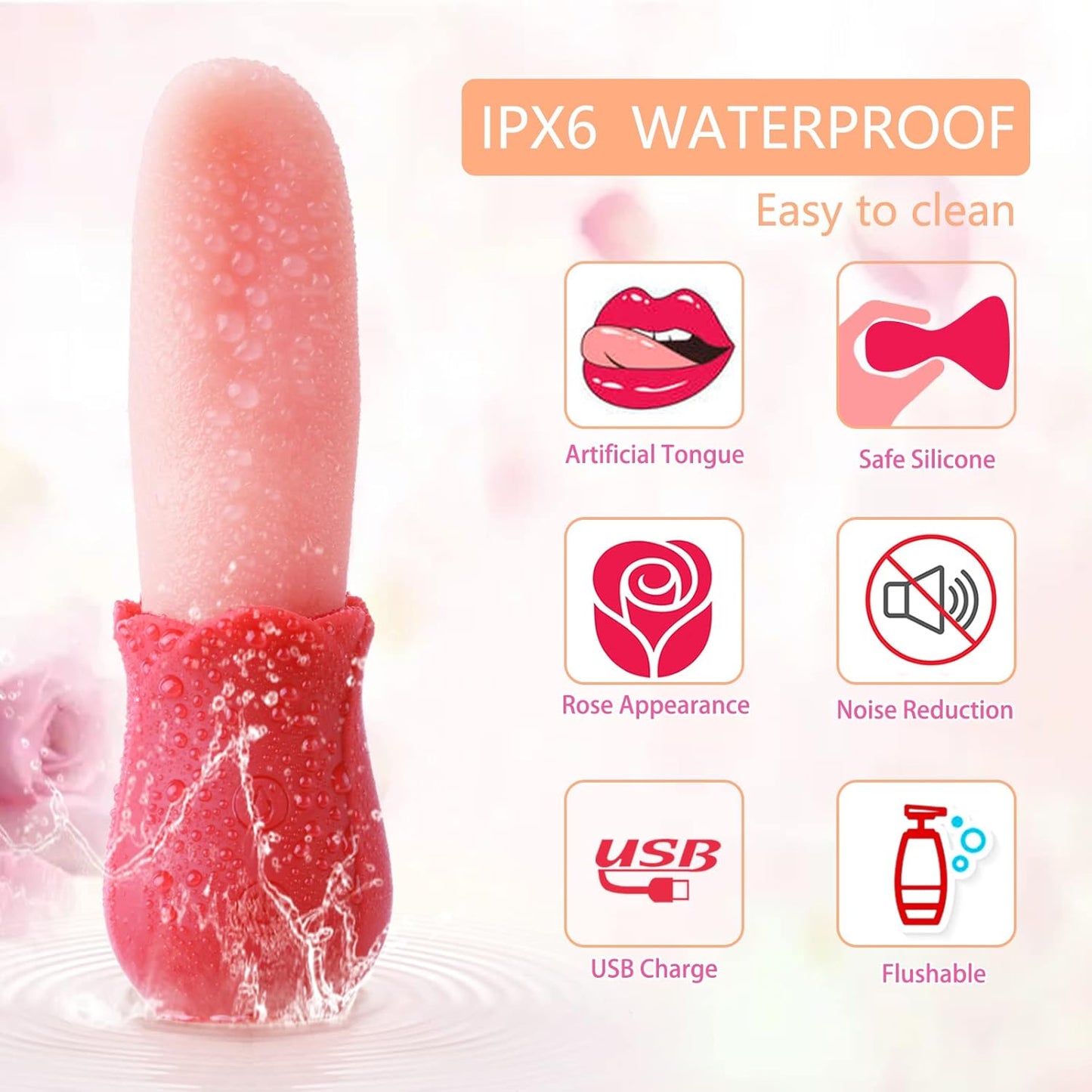 Vibreur Clitoridien et Point G 10 Modes RoseTongue