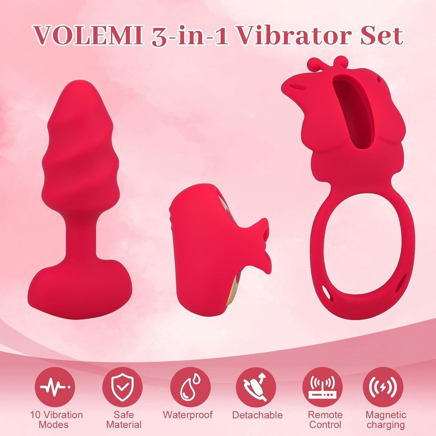 Kit vibrador para parejas 3 en 1 RougeRush