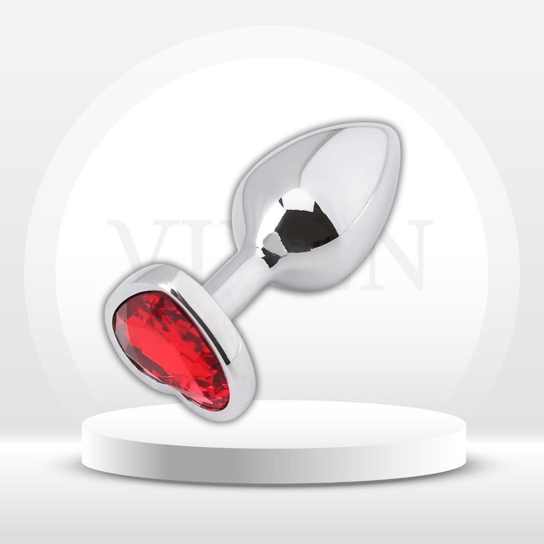 RubyHeart Small Metal Heart Jewel Butt Plug