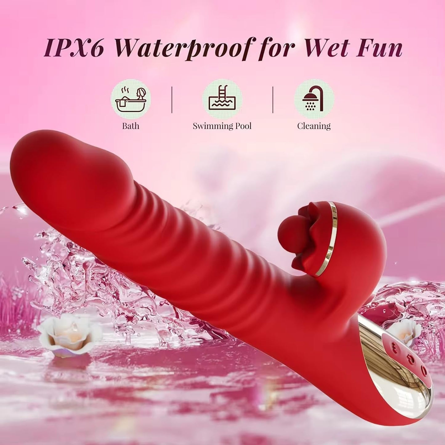 Dildo vibrador de conejo penetrante RushMotion de 9.8 pulgadas
