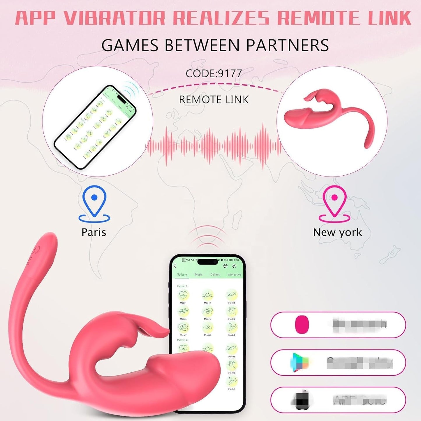 Vibrador de conejo de doble uso ScarletDuo, 20 modos de vibración