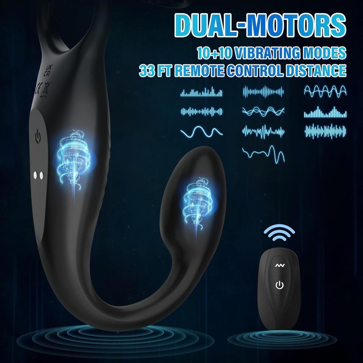 ScorpioApex Vibrating Cock Ring Prostate Plug 10 Modes