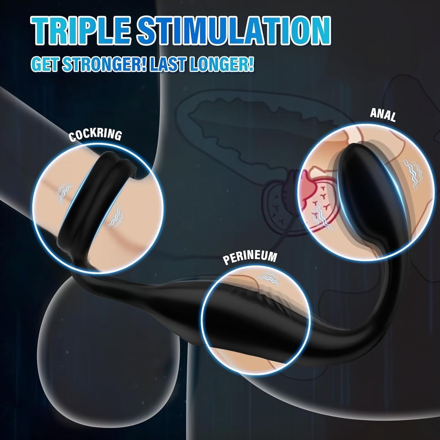 ScorpioApex Vibrating Cock Ring Prostate Plug 10 Modes