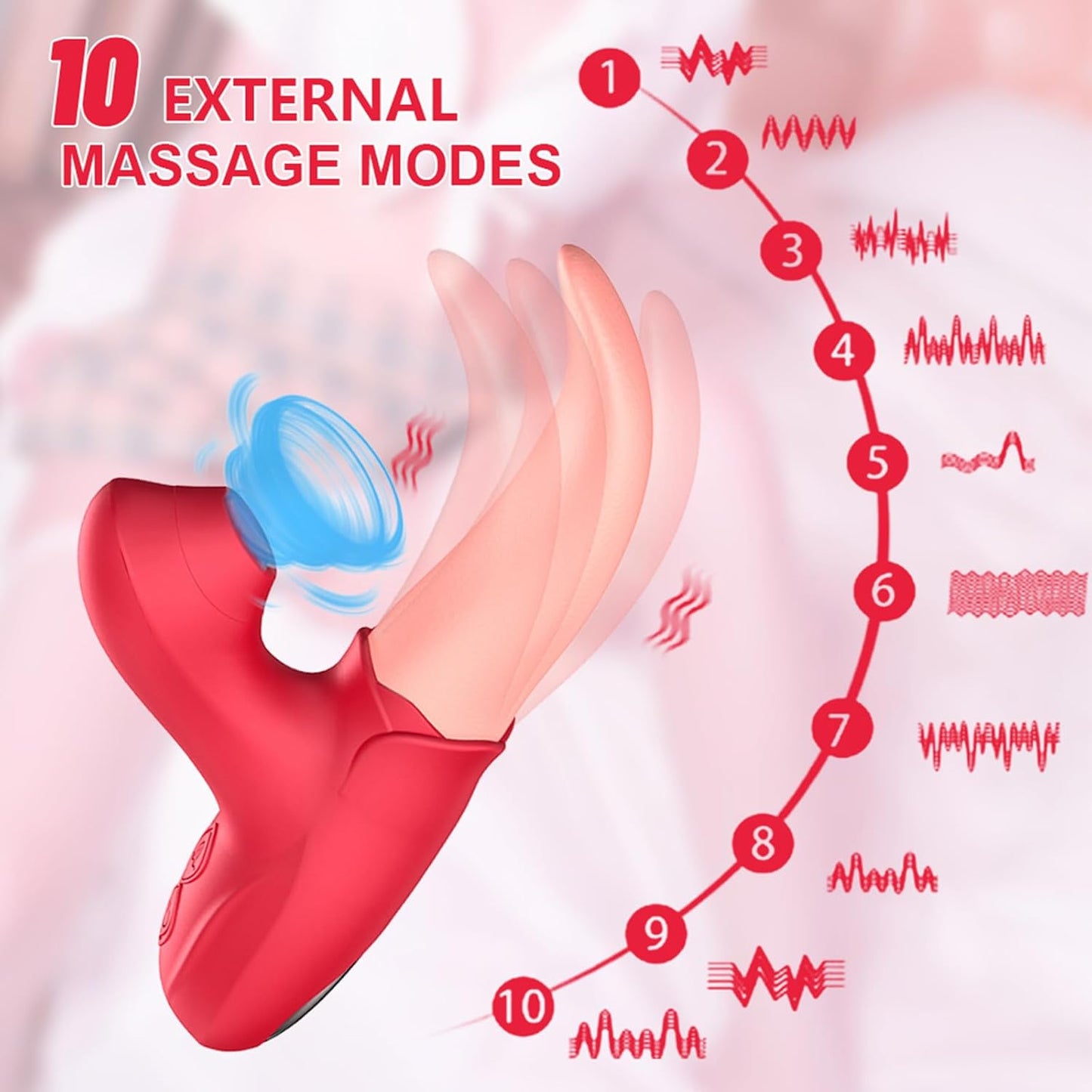 Vibrador de lamido y succión SensaTongue de 10 modos