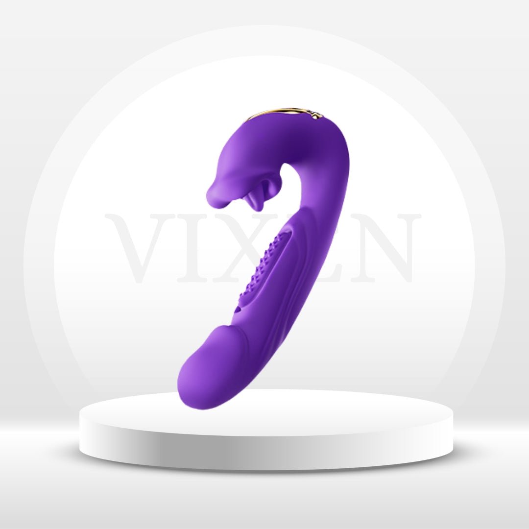 SensuBloom Vibrador 4 en 1 – Golpea, Succiona, Lame, Vibra