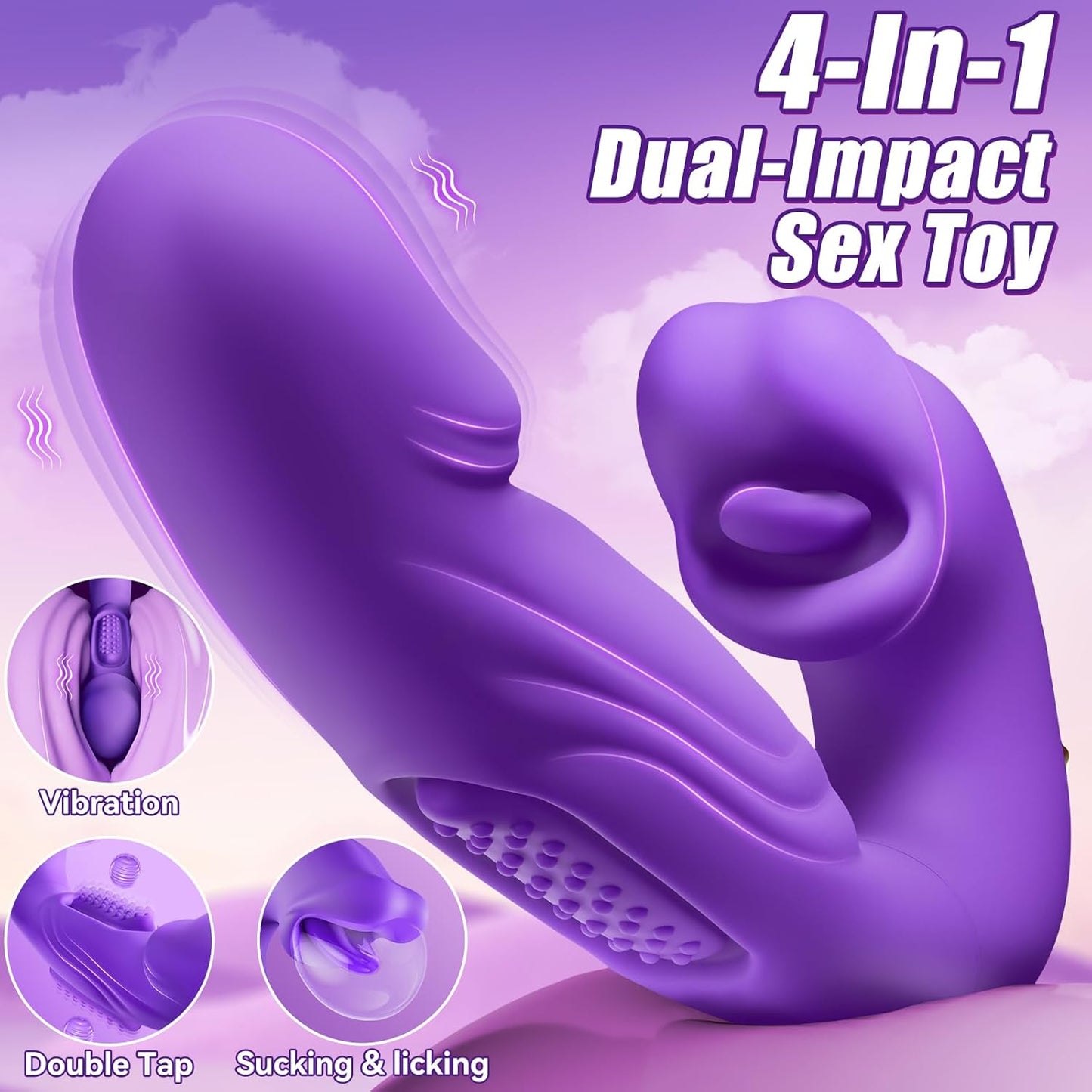 SensuBloom Vibrador 4 en 1 – Golpea, Succiona, Lame, Vibra