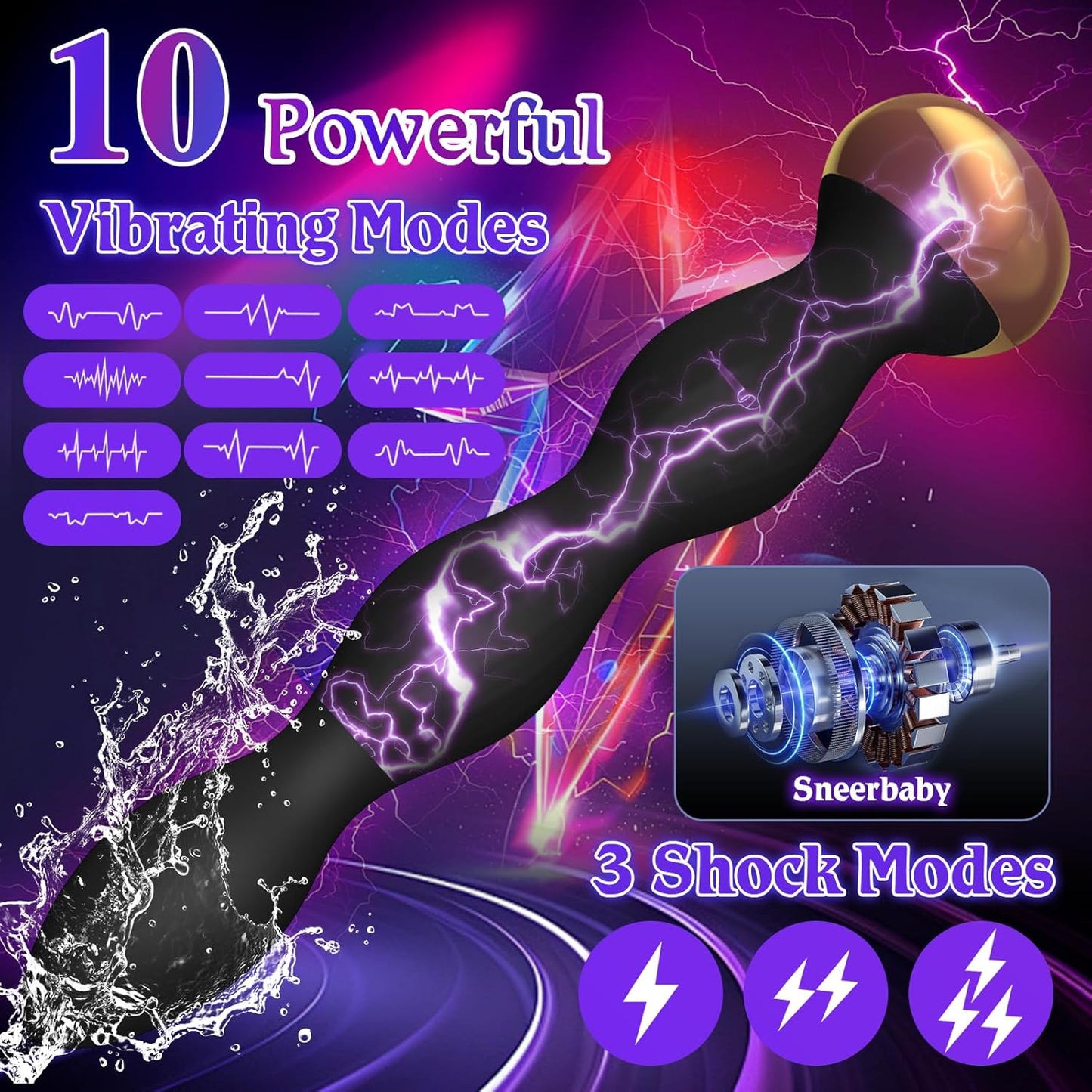 Vibromasseur perlé ShockSpire – Contrôle Électro & Vibrations