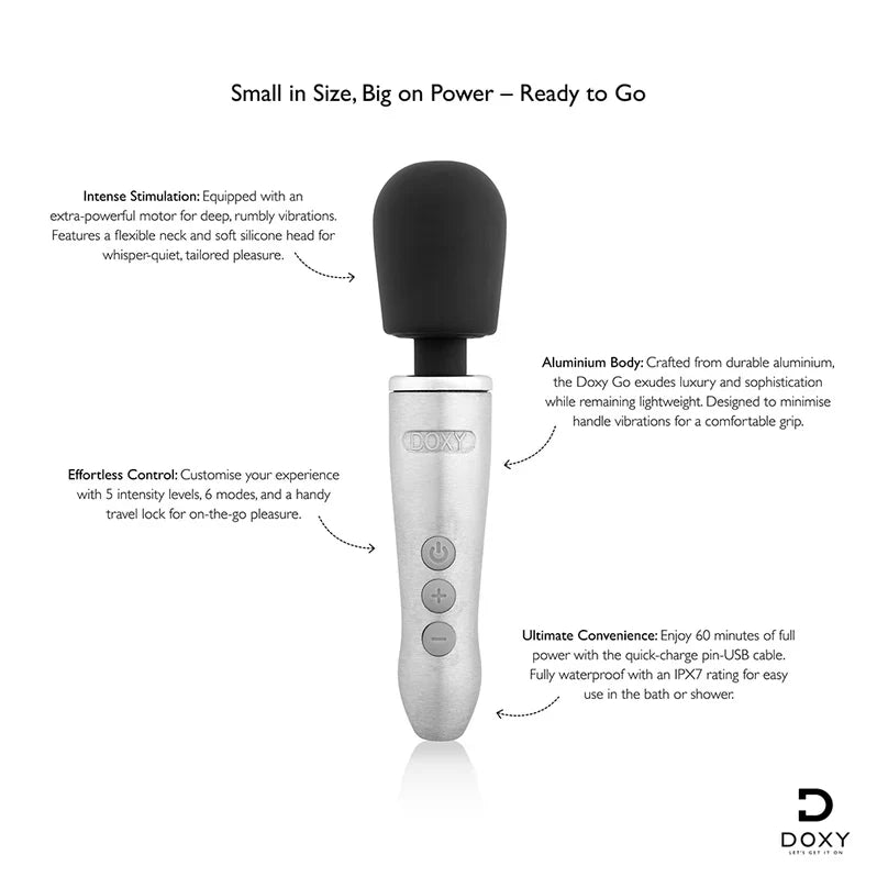 Masajeador de varita compacto Doxy Go | Potencia profunda y vibrante para viajar