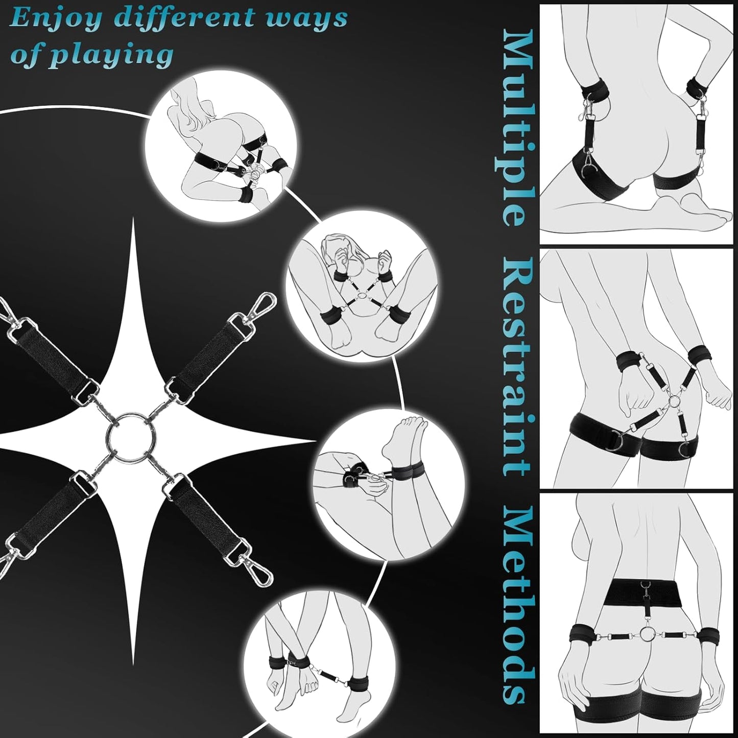 SinGrip Juego de arneses BDSM de 9 piezas