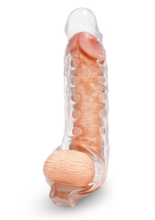 Extensor de pene transparente con tachuelas y aro para testículos Size Up