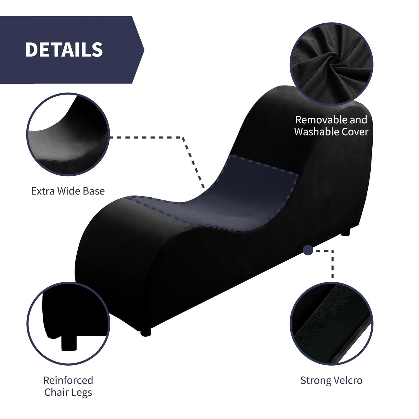 Elegante Chaiselongue de Terciopelo Curvo e Íntimo - Negro