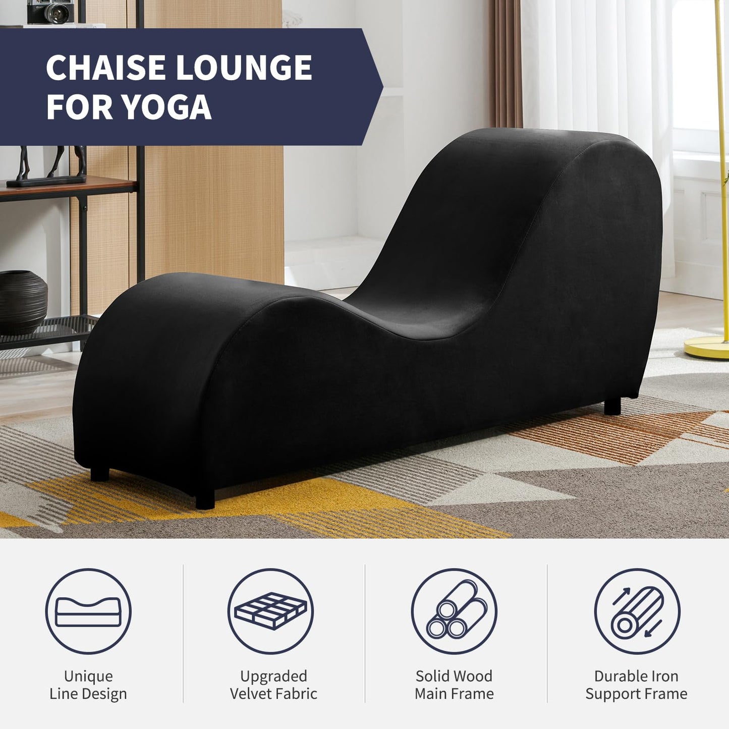 Elegante Chaiselongue de Terciopelo Curvo e Íntimo - Negro