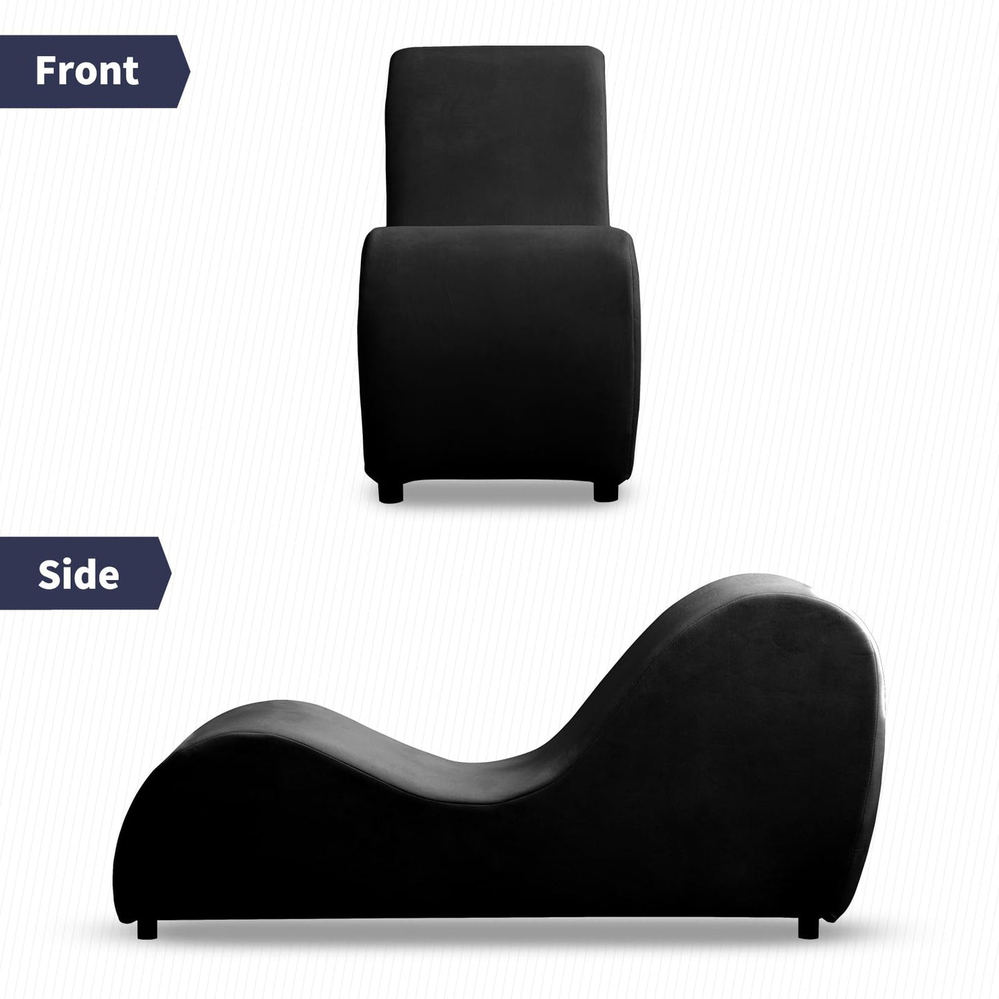 Elegante Chaiselongue de Terciopelo Curvo e Íntimo - Negro