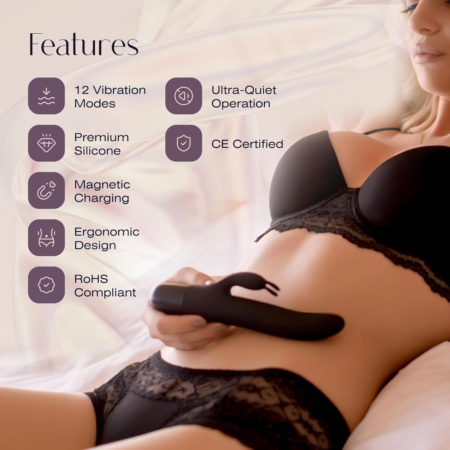 Vibrador de conejo SlimMuse de doble motor con 12 modos