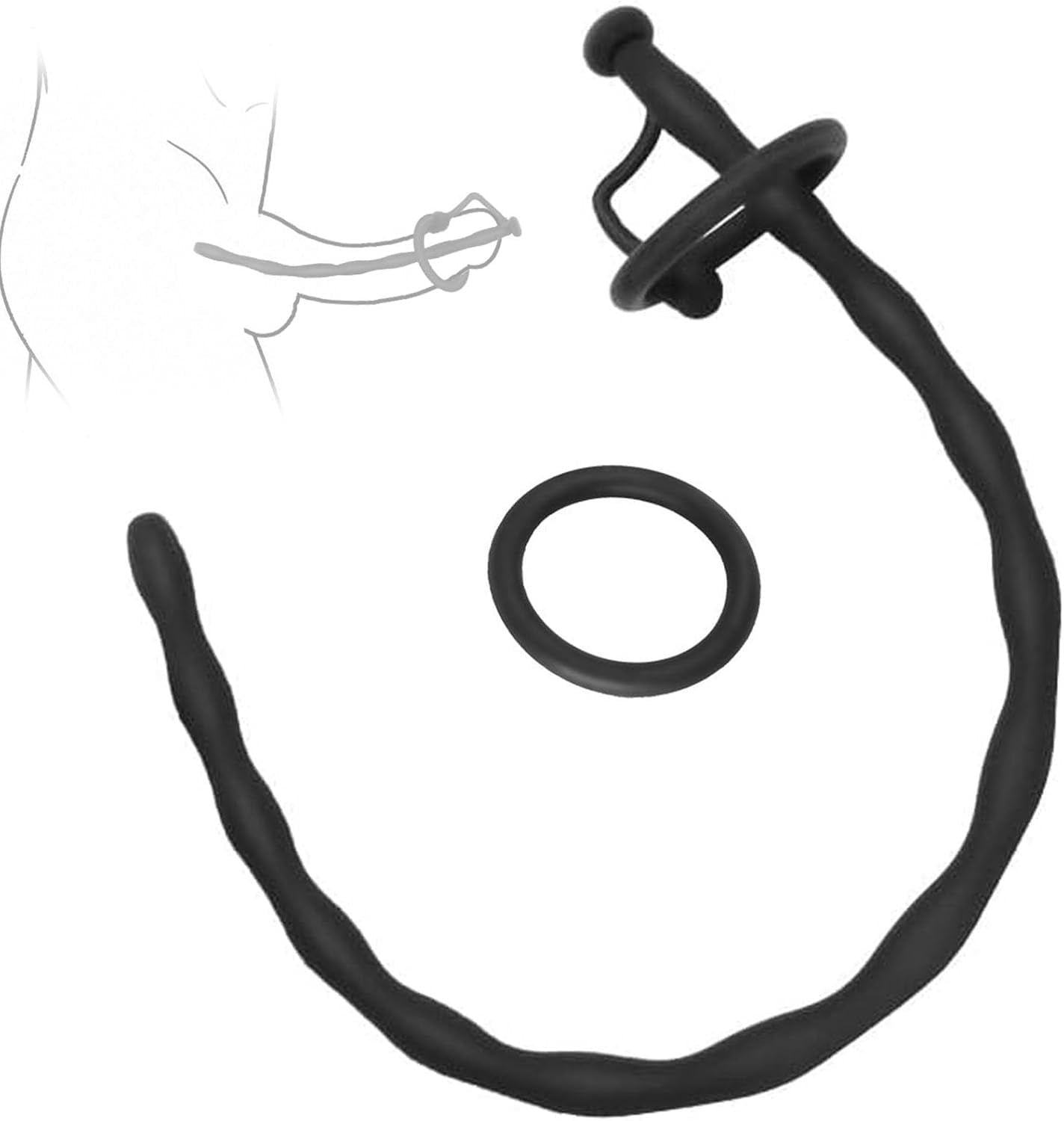 SoftReach Hollow Silicone Urethral Sound with 2 Rings