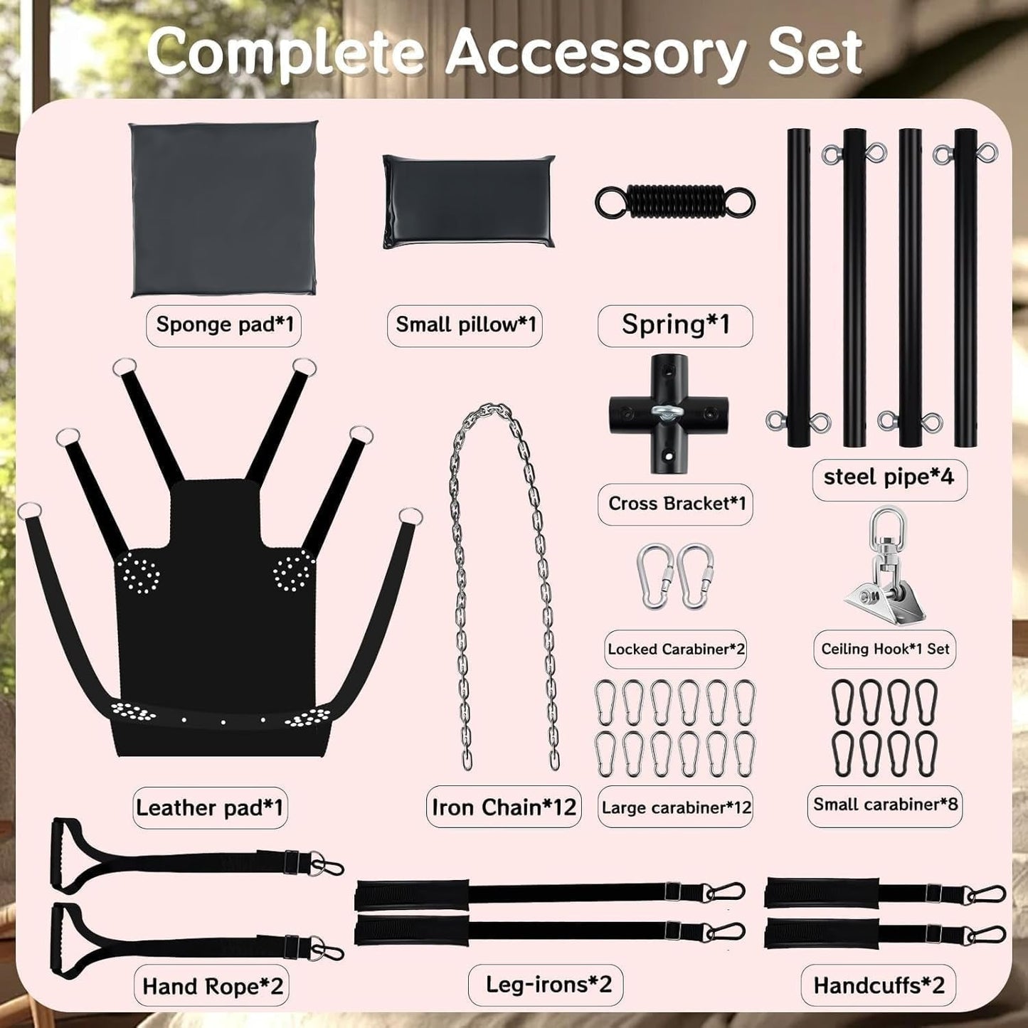 SpinLux 360° Rotating Sex Swing Padded Leather Kit
