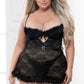 Plus Size Holiday Lace and Marabou Chemise