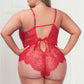 Plus Size Low Cut Eyelash Lace Teddy