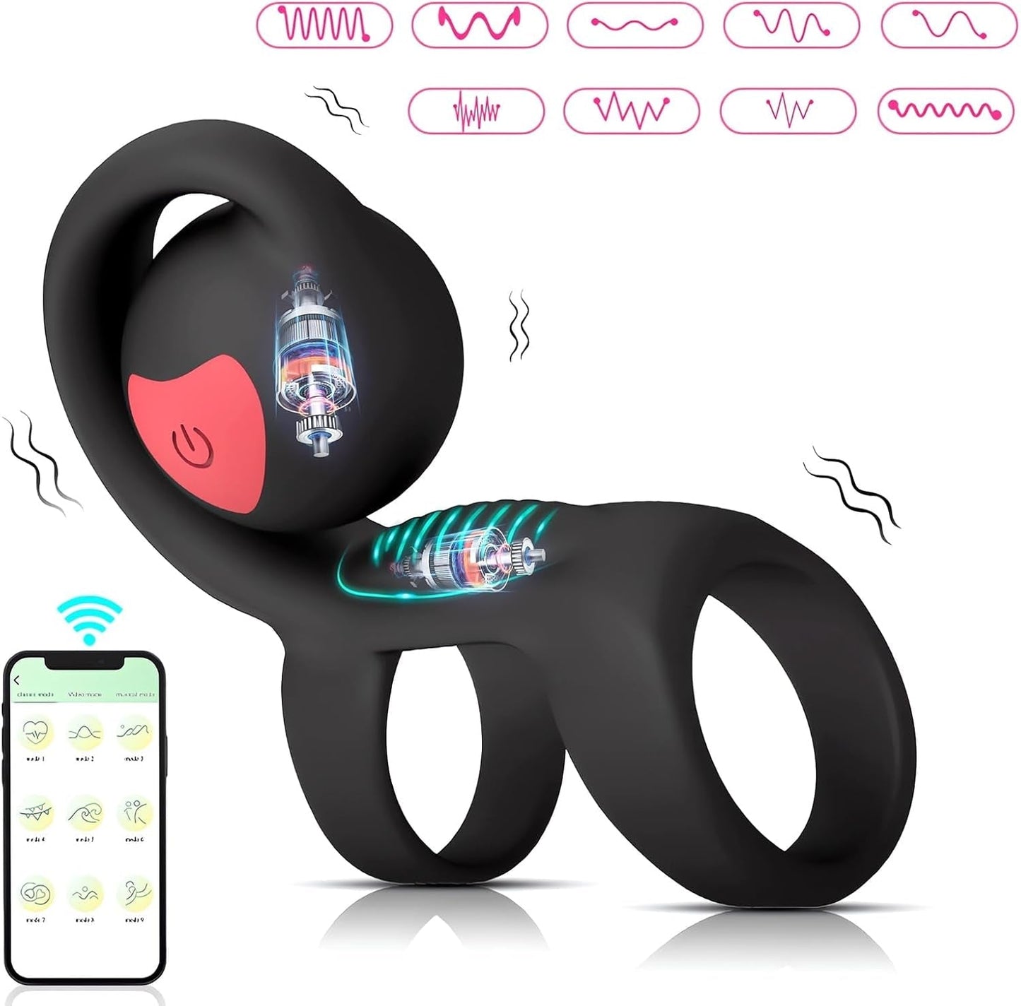 Anneau vibrant pour pénis et stimulateur clitoridien contrôlé par application SyncSpark