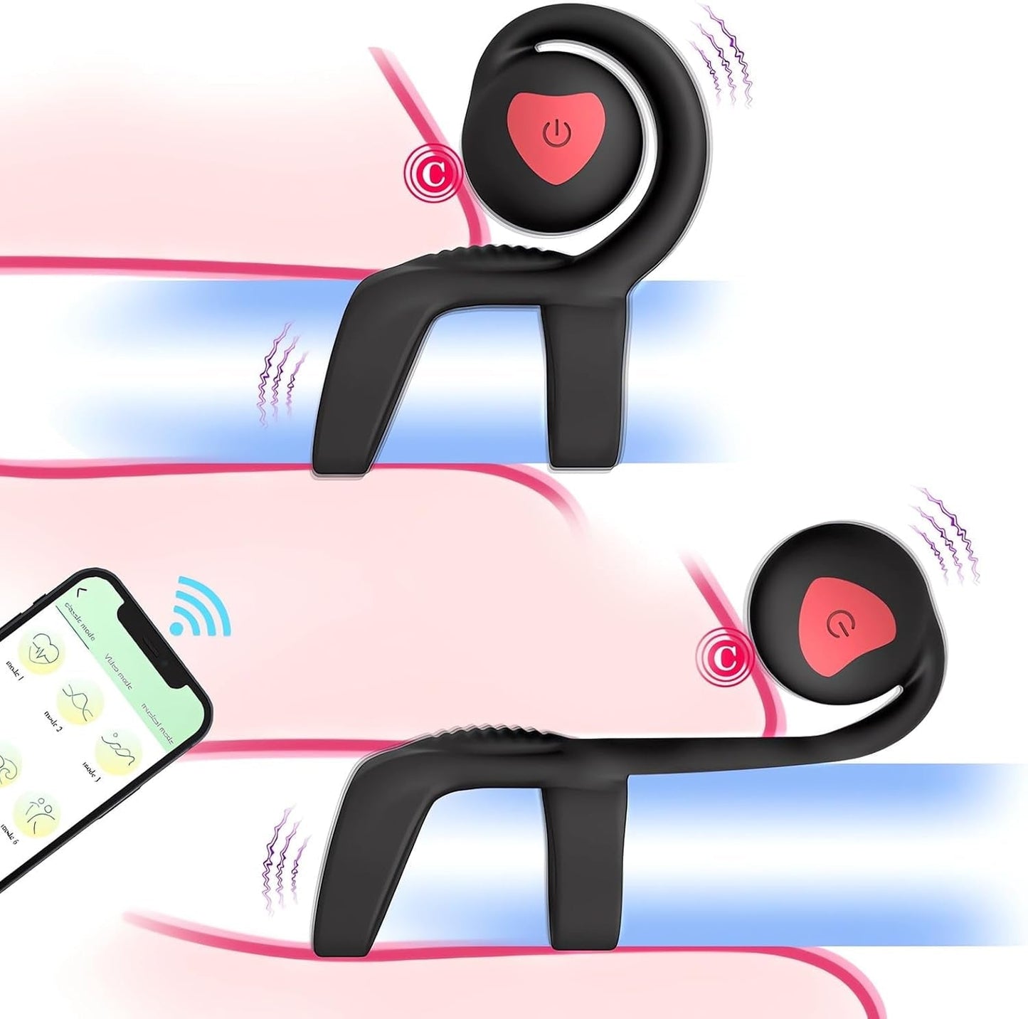Anneau vibrant pour pénis et stimulateur clitoridien contrôlé par application SyncSpark
