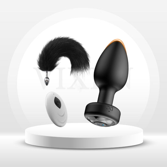 TailTrainer Set de enchufe anal vibrador y cola de zorro 2 en 1