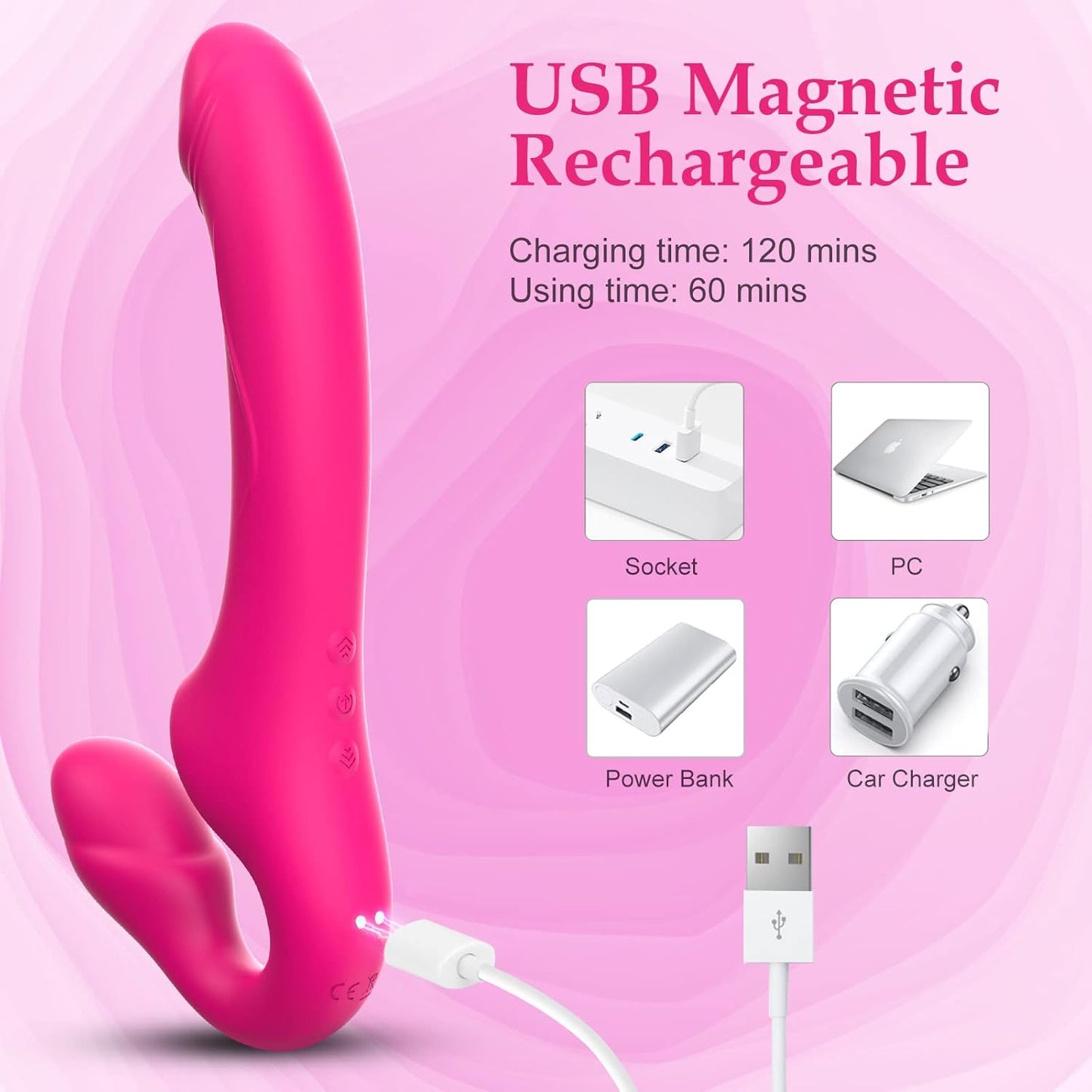 Doble dildo sin tirantes de triple motor TapTease