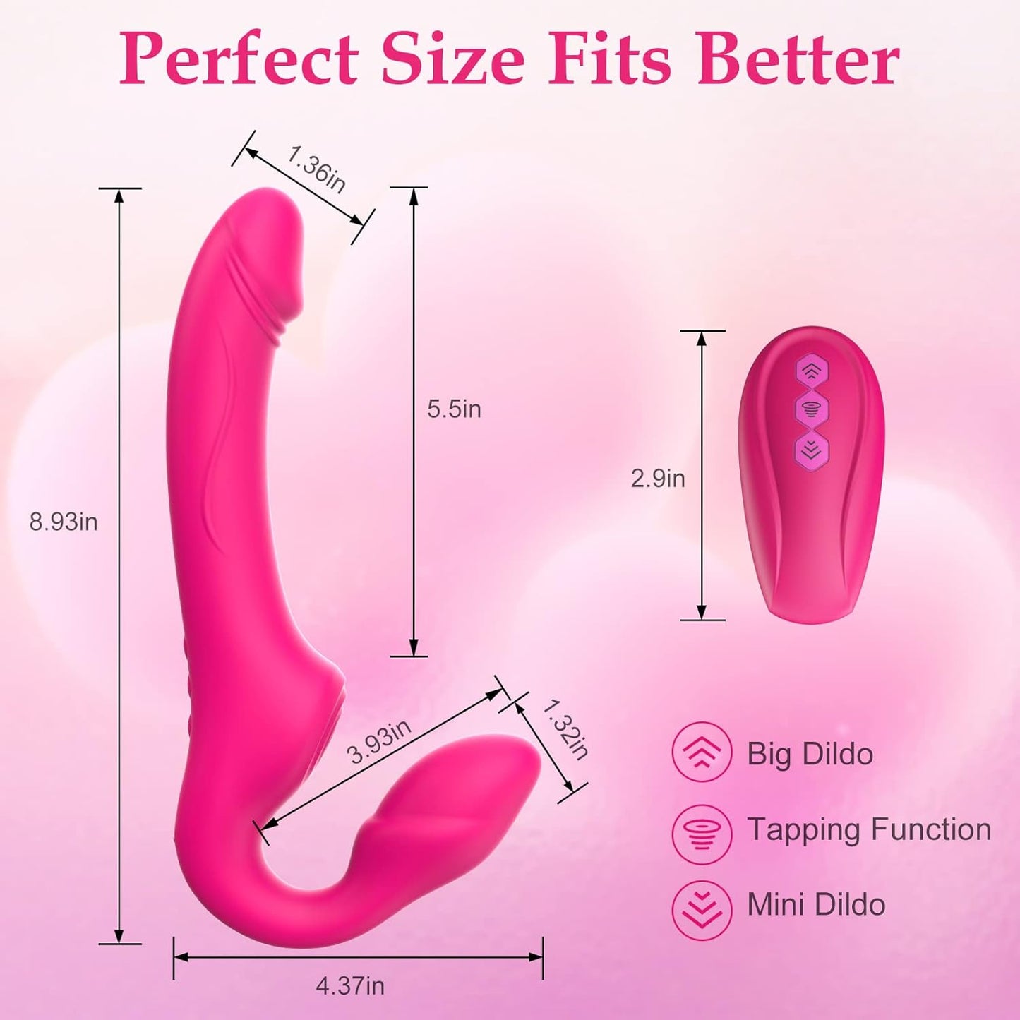 Doble dildo sin tirantes de triple motor TapTease