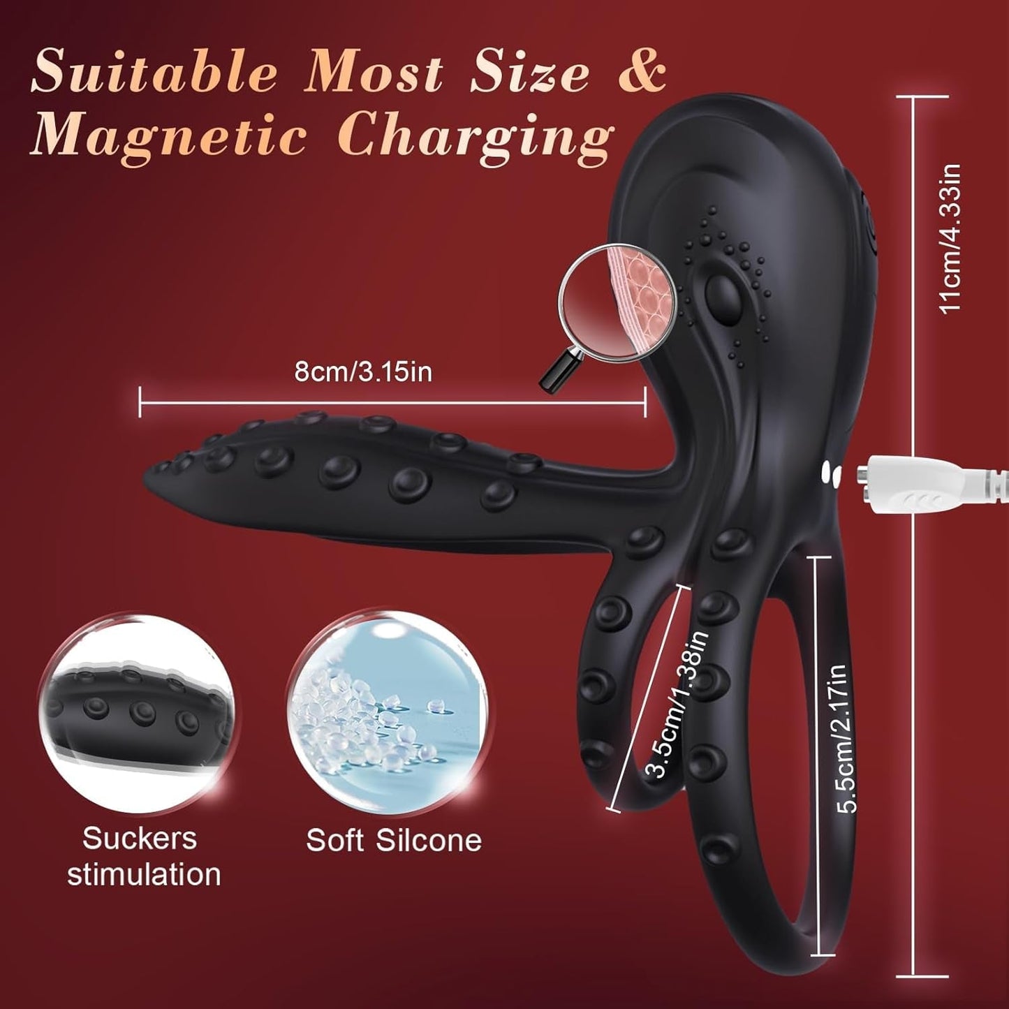 TentaTwin Vibrating Cock Ring Octopus 10 Modes | Couples Toy