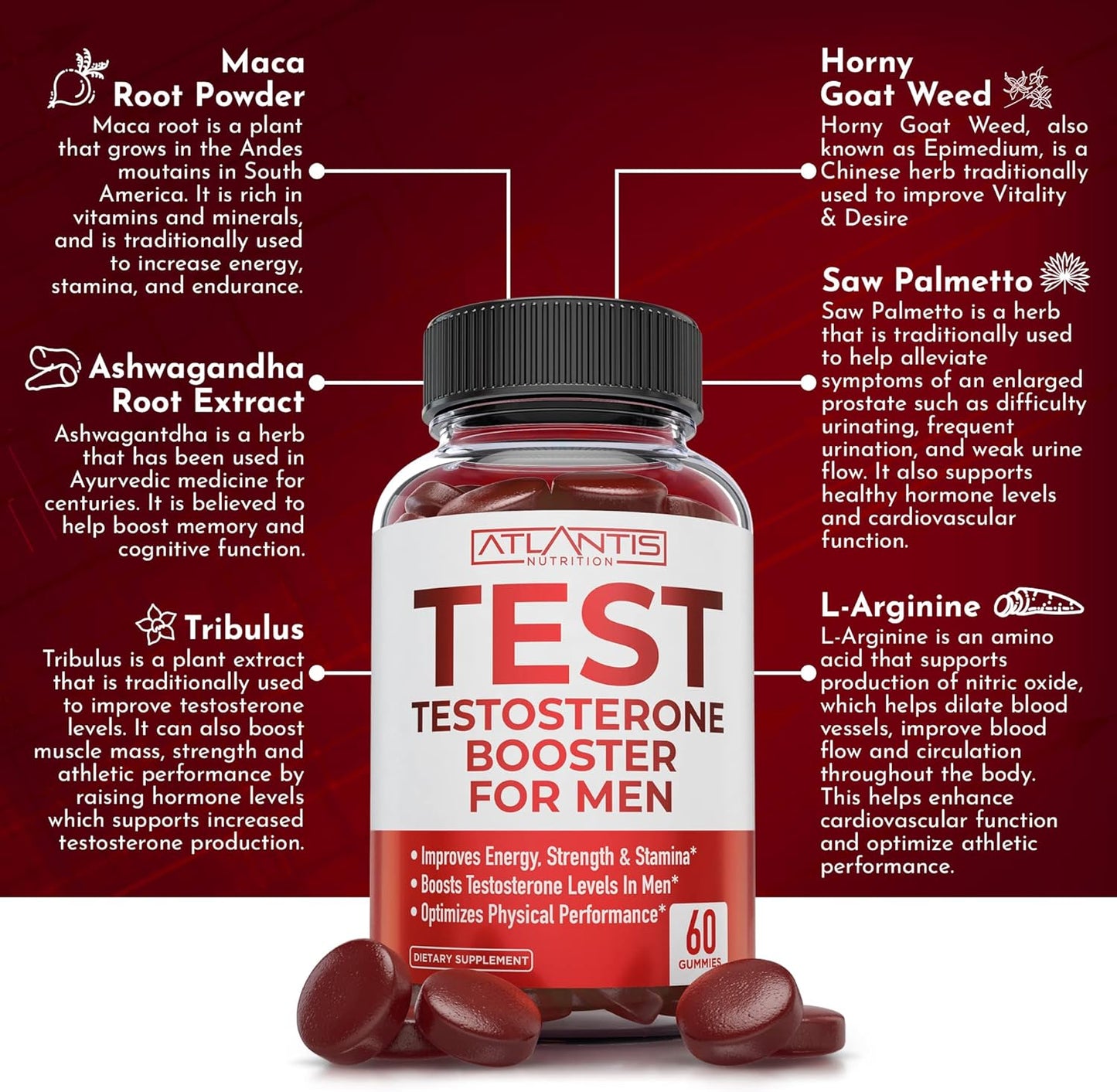Gomitas de testosterona para hombres – Reforzador de energía y libido