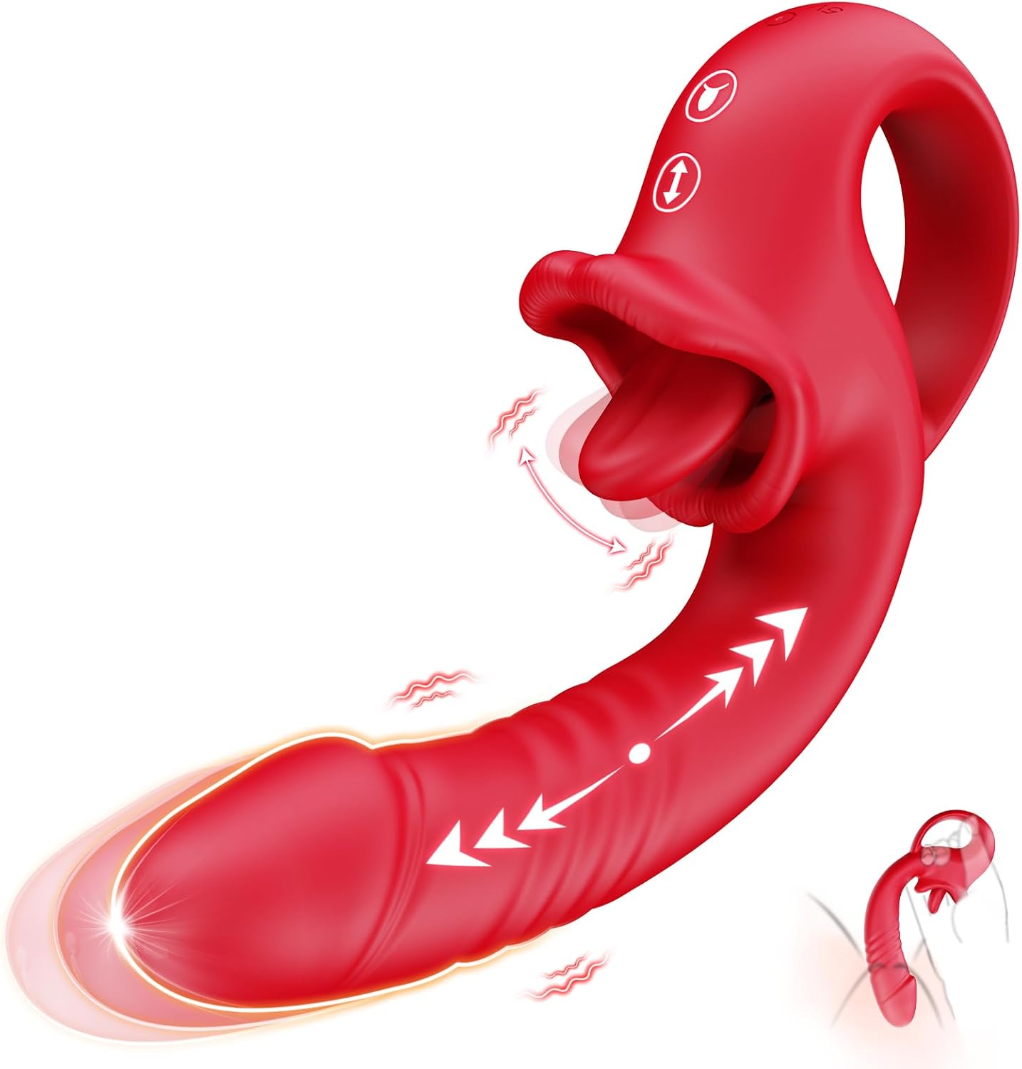 Vibrador de doble acción ThronyX de empuje y lamido de rosas