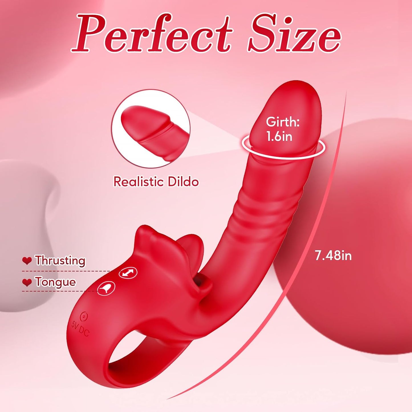 Vibrador de doble acción ThronyX de empuje y lamido de rosas