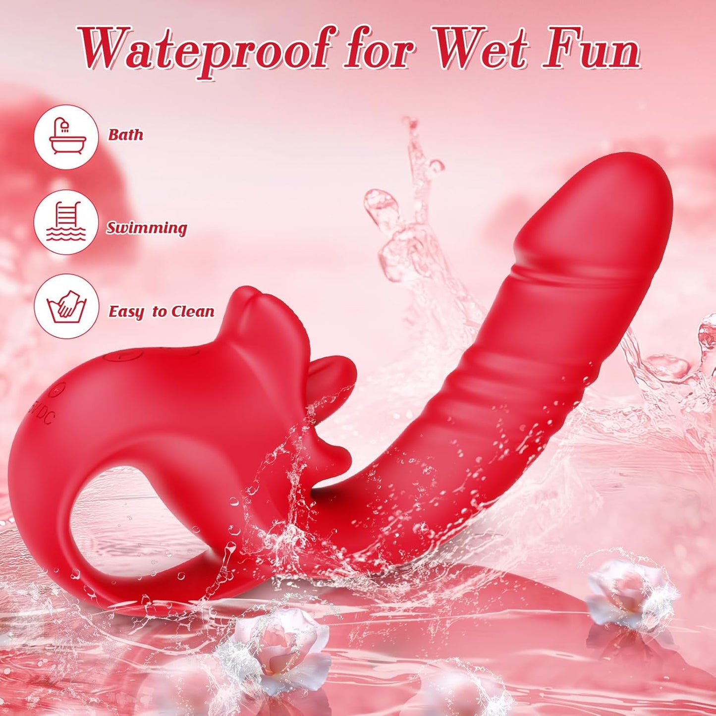 Vibrador de doble acción ThronyX de empuje y lamido de rosas