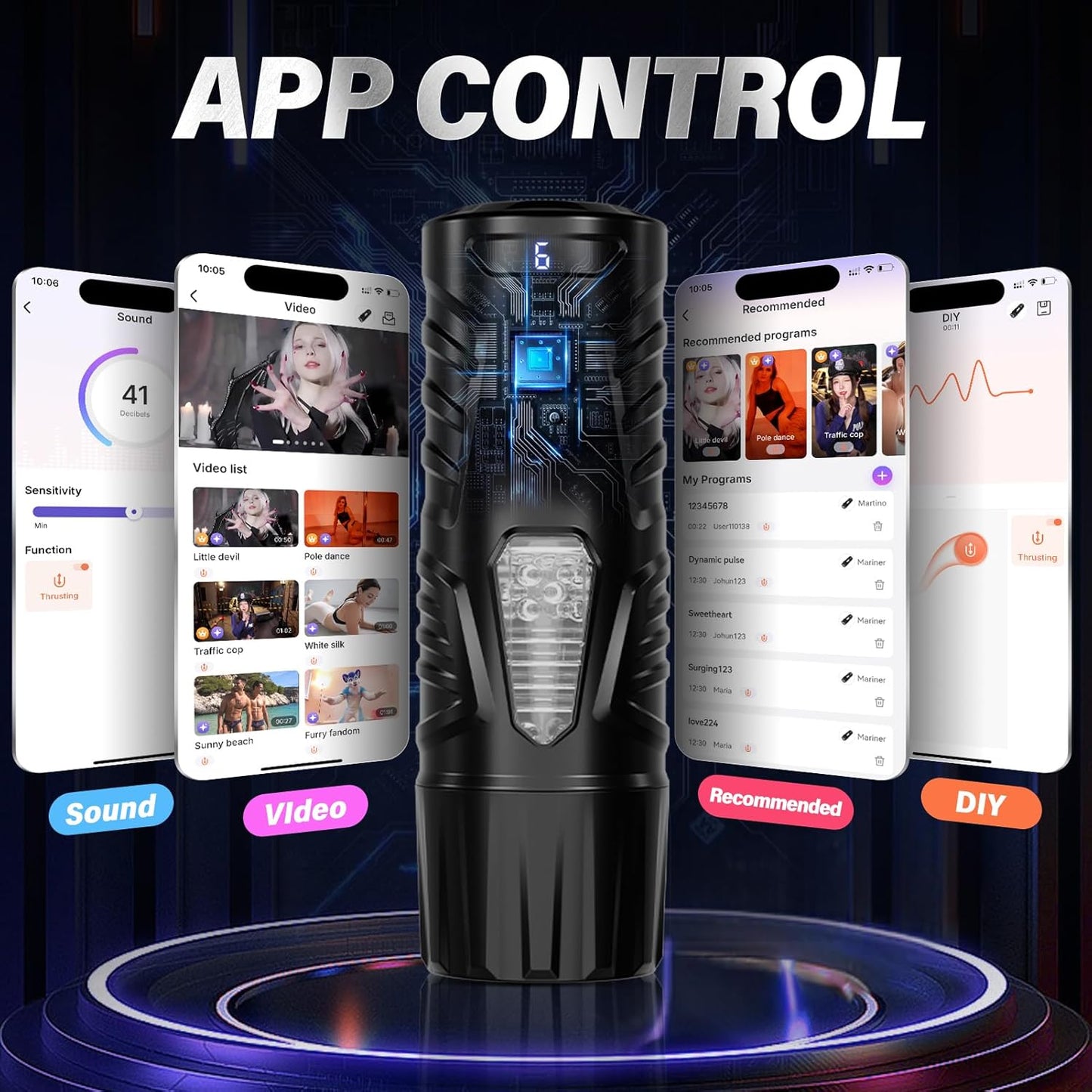 Masturbador ThrustGlide controlado por aplicación