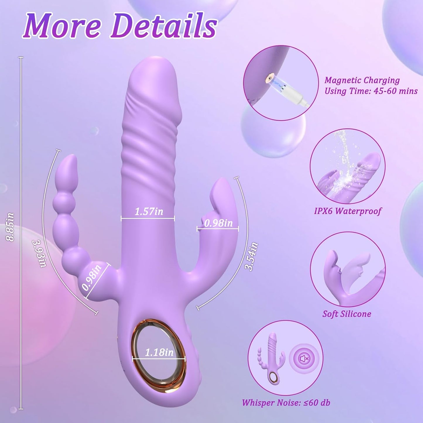 Vibrador de conejo 3 en 1 ThrustTriX