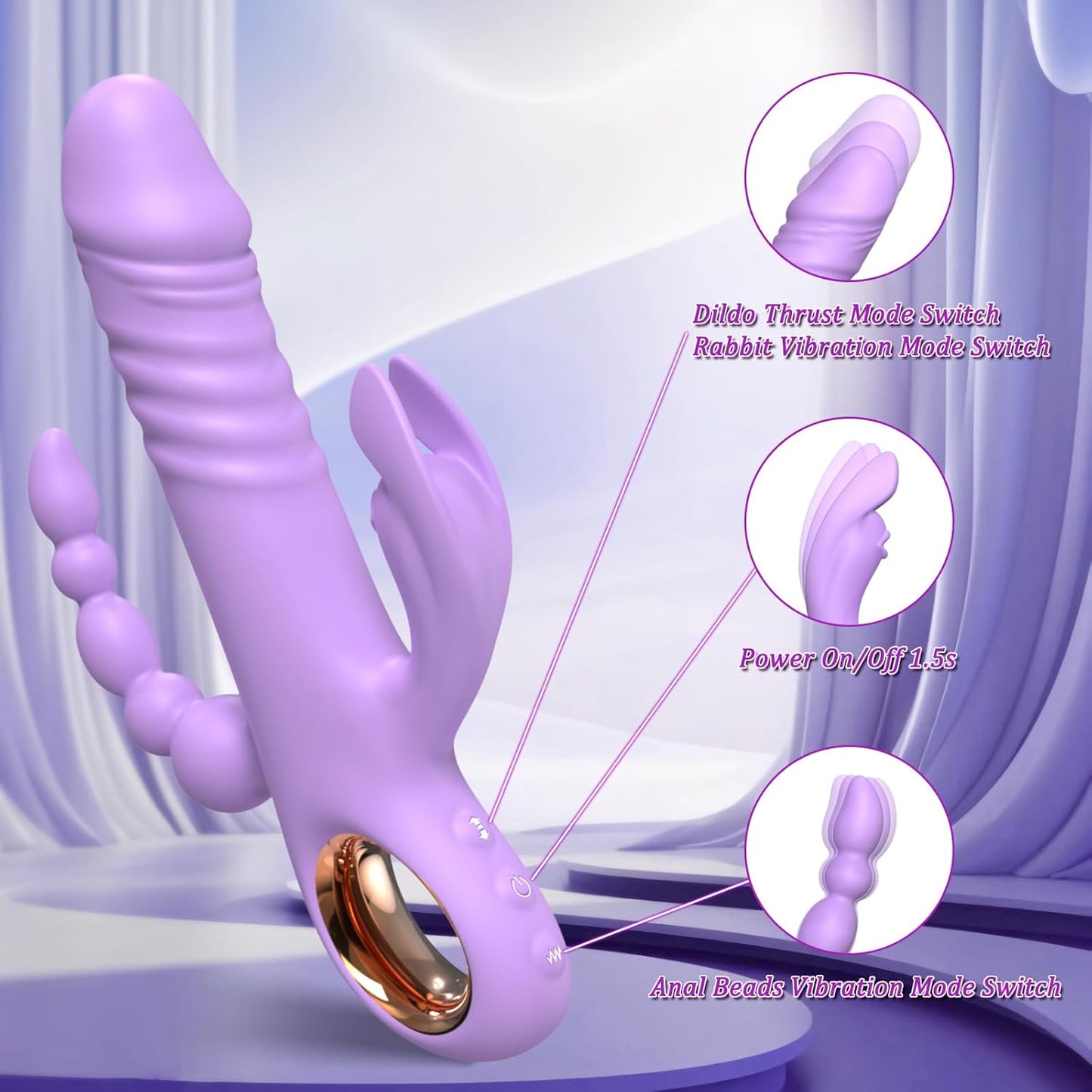 Vibrador de conejo 3 en 1 ThrustTriX