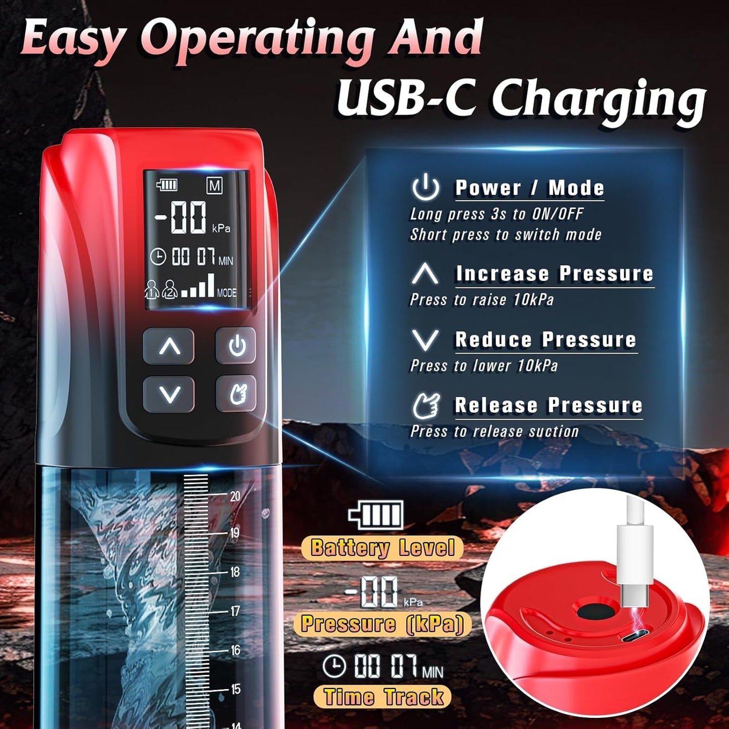 Bomba de pene con pantalla digital TitanVac Pro