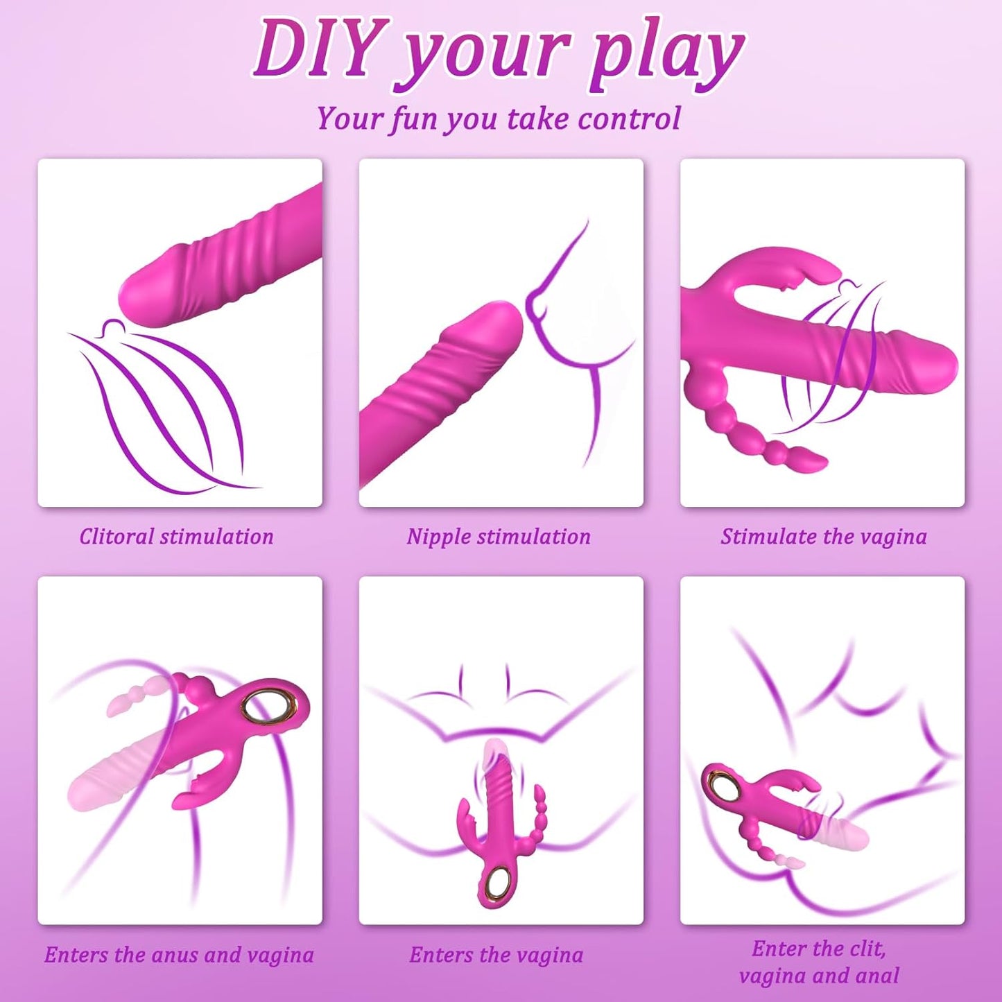 Vibrador TriBunny 3 en 1 de Conejo con Empuje