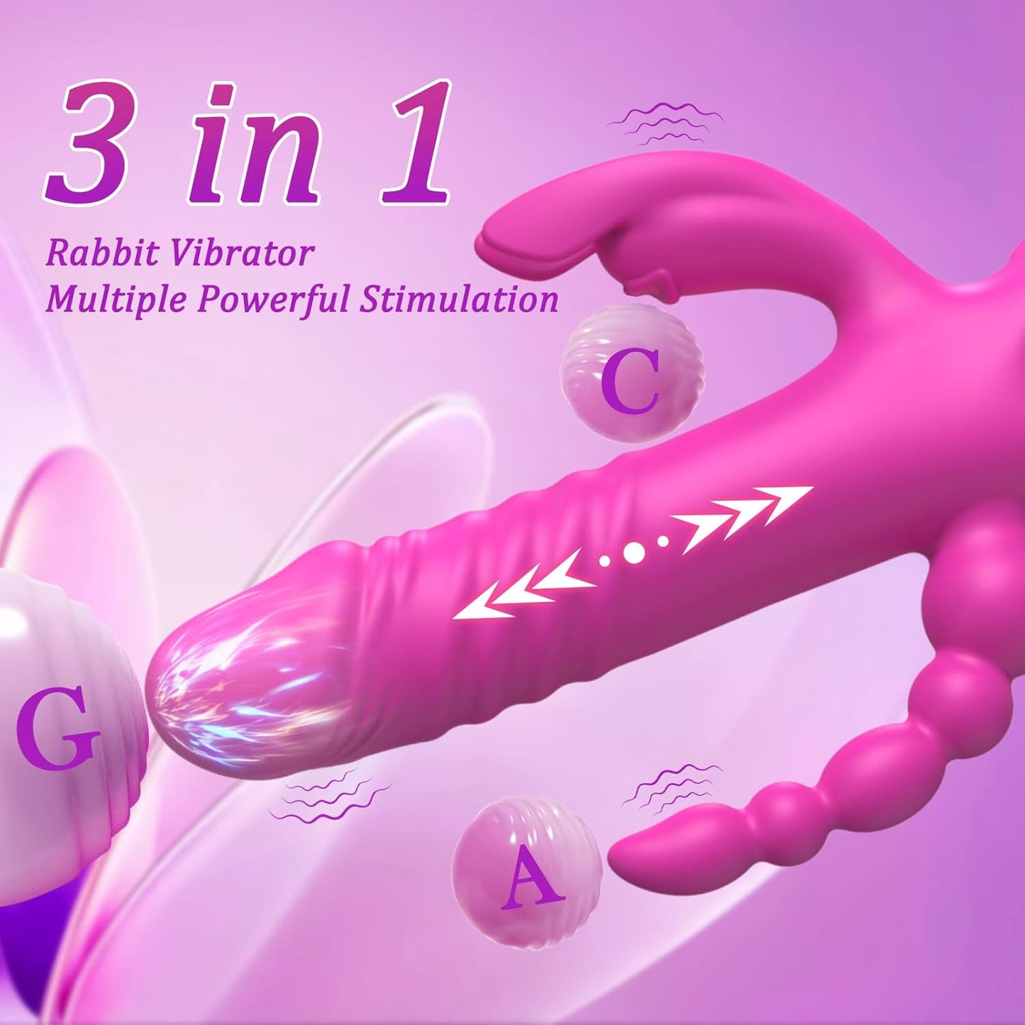 Vibrador TriBunny 3 en 1 de Conejo con Empuje