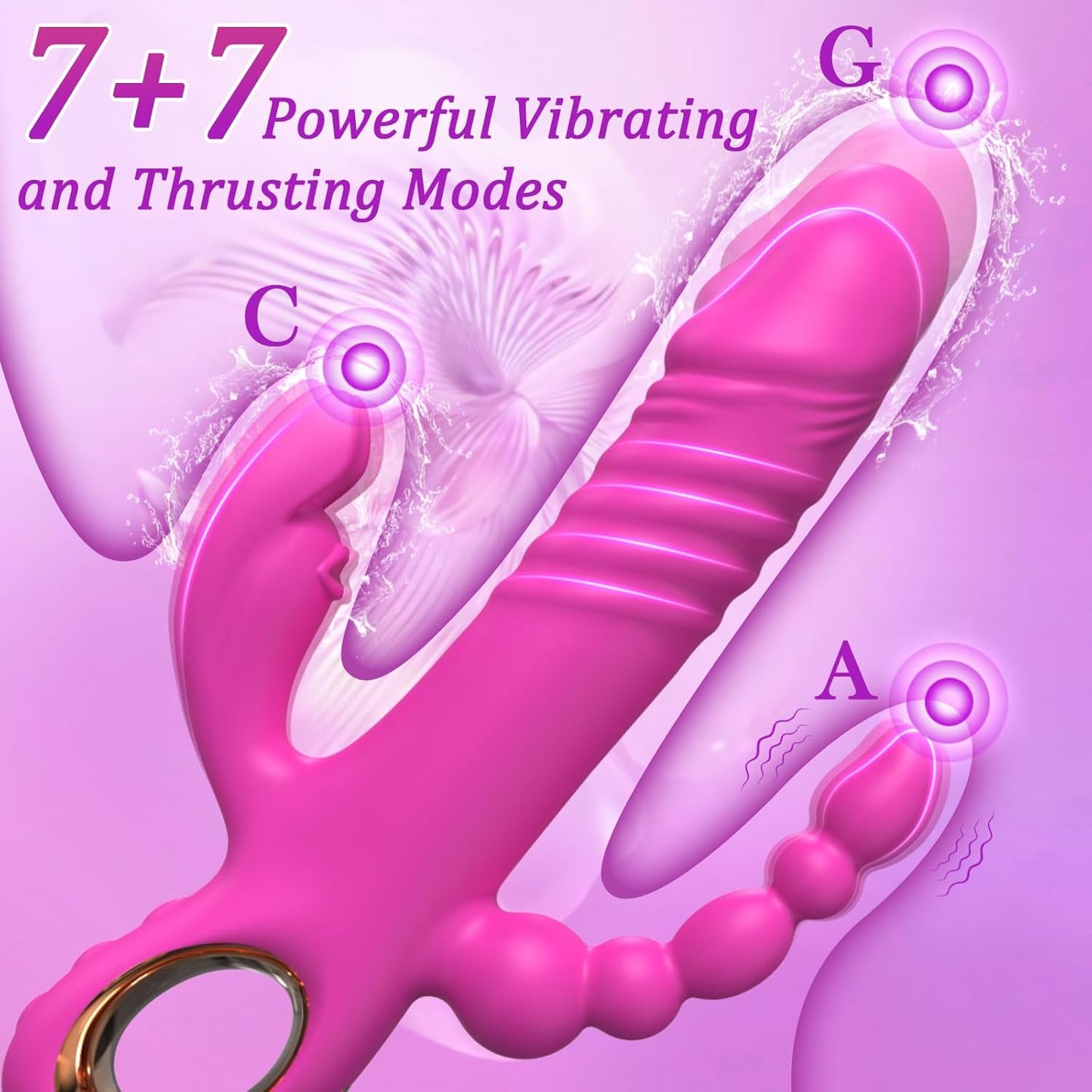 Vibrador TriBunny 3 en 1 de Conejo con Empuje