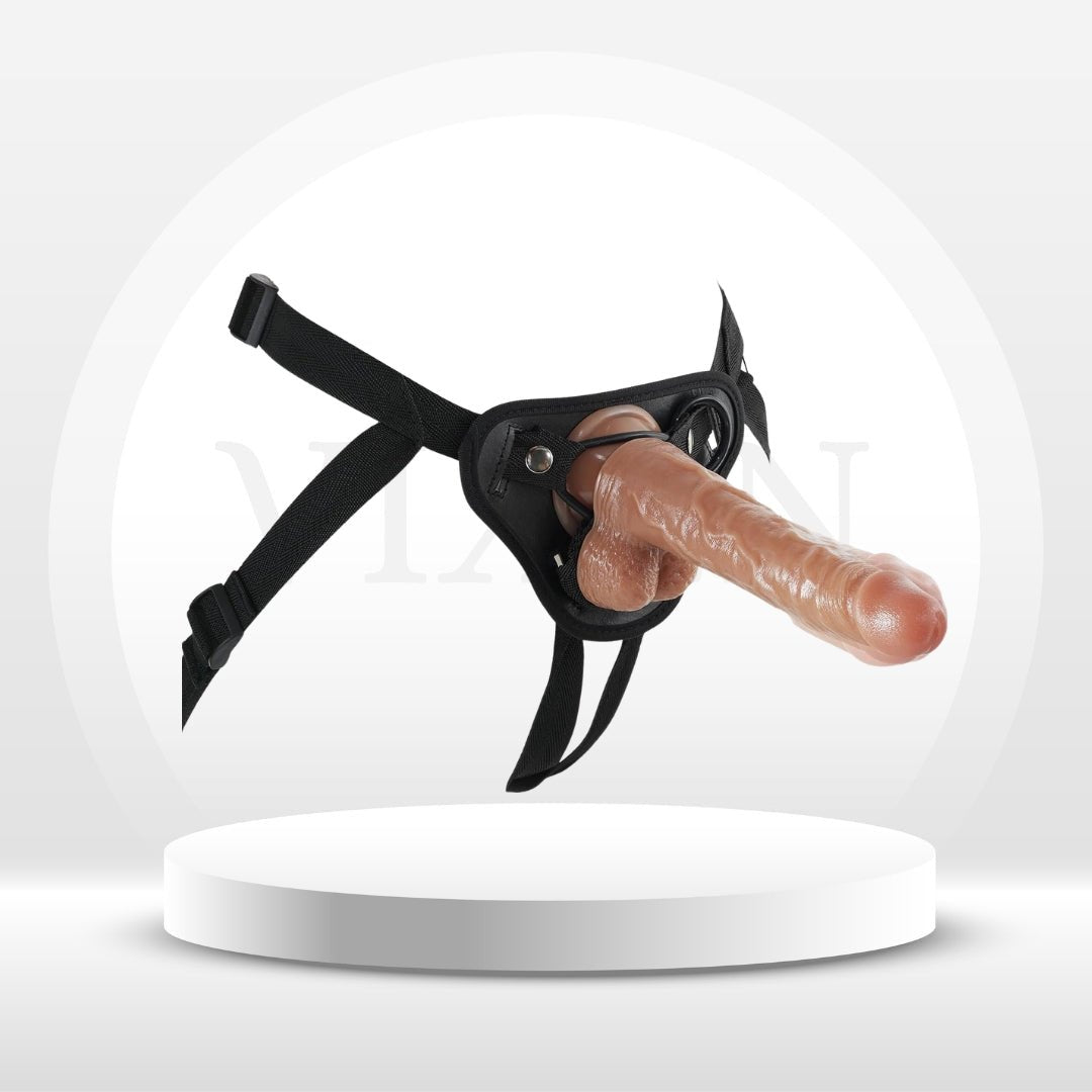 TripleMate Realistic Strap-On Dildo with Bullet Vibe
