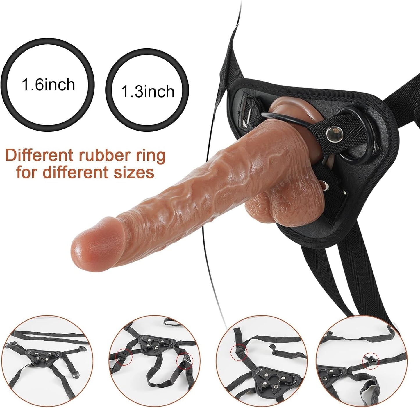 TripleMate Realistic Strap-On Dildo with Bullet Vibe