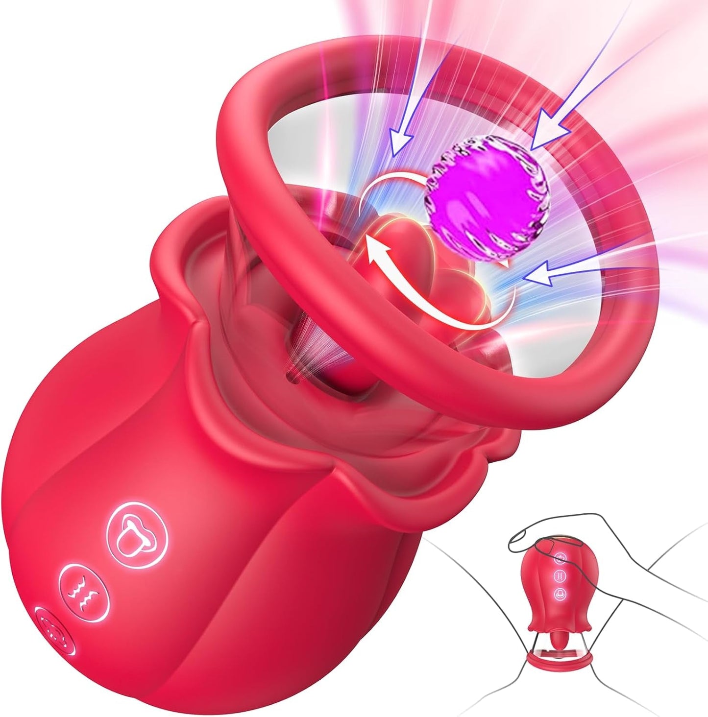 Vibrador de succión de rosa 3 en 1 TripletBloom